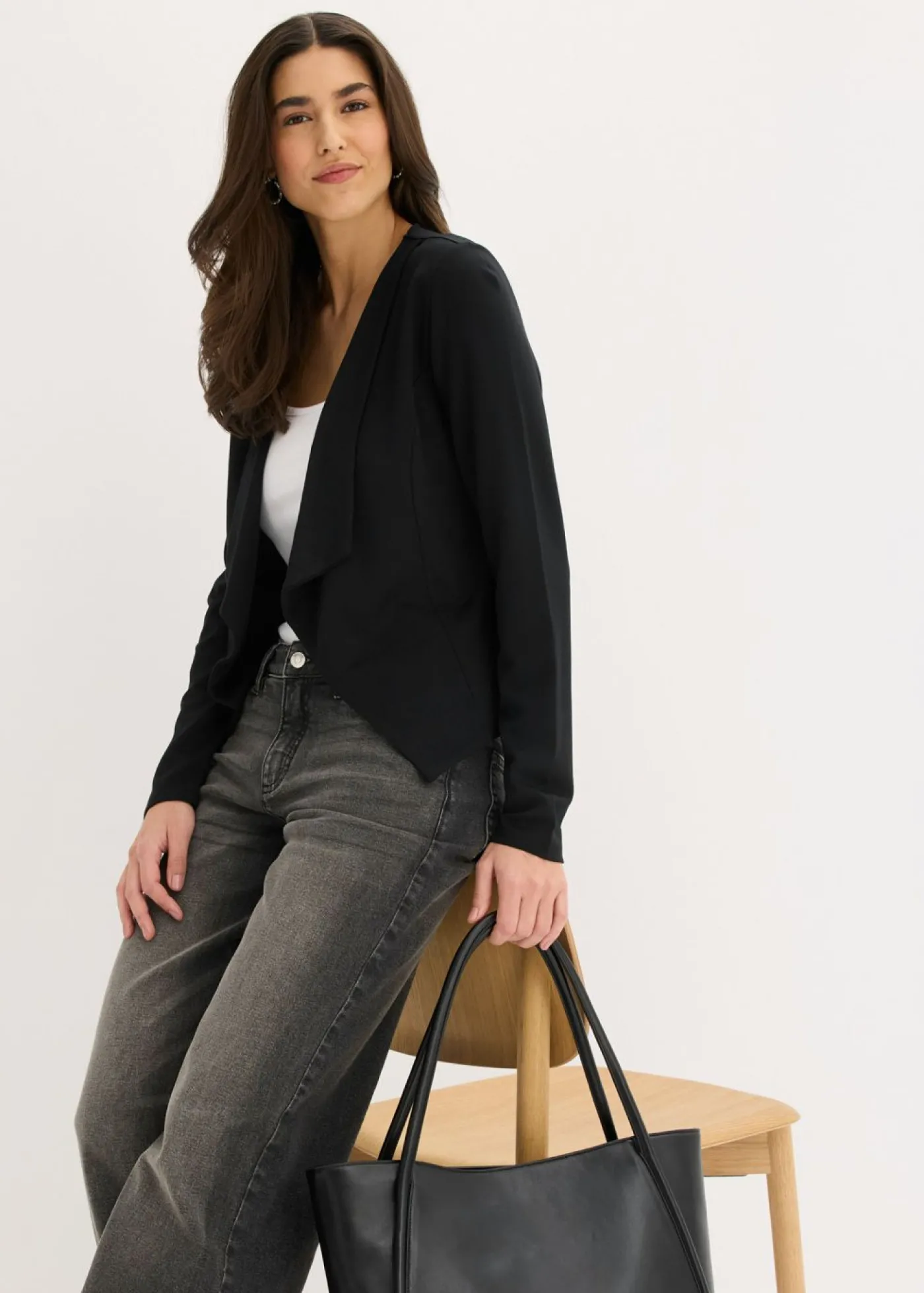 bonprix bonprix Americana de punto de mezcla de viscosa Negro Clearance