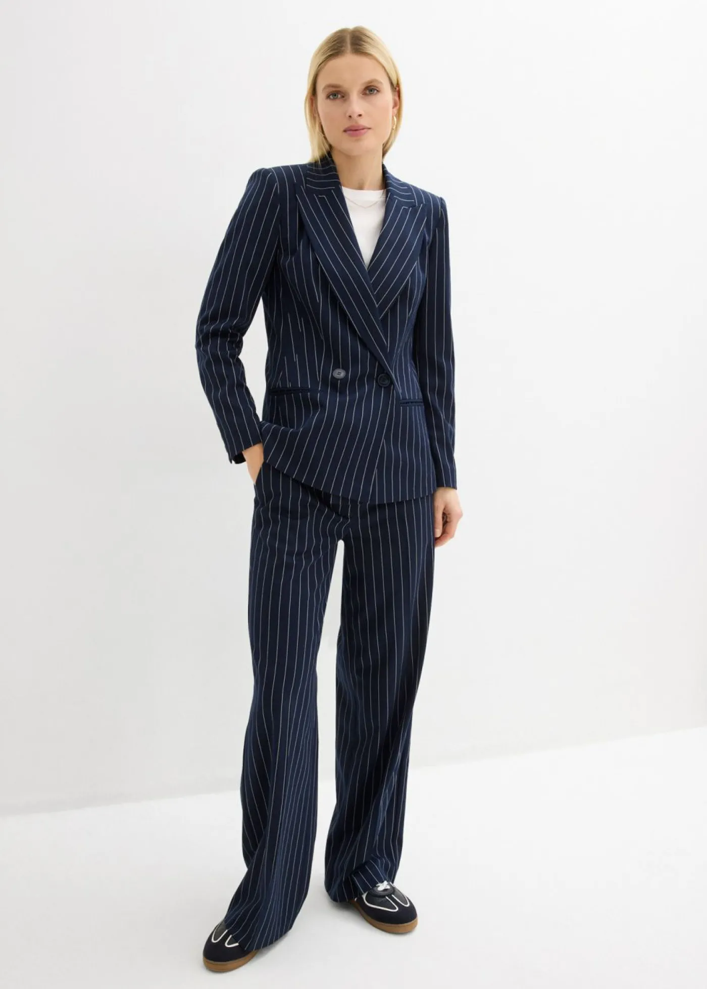 bonprix bonprix Americana de raya diplomática azul marino/blanco lana con rayas Clearance