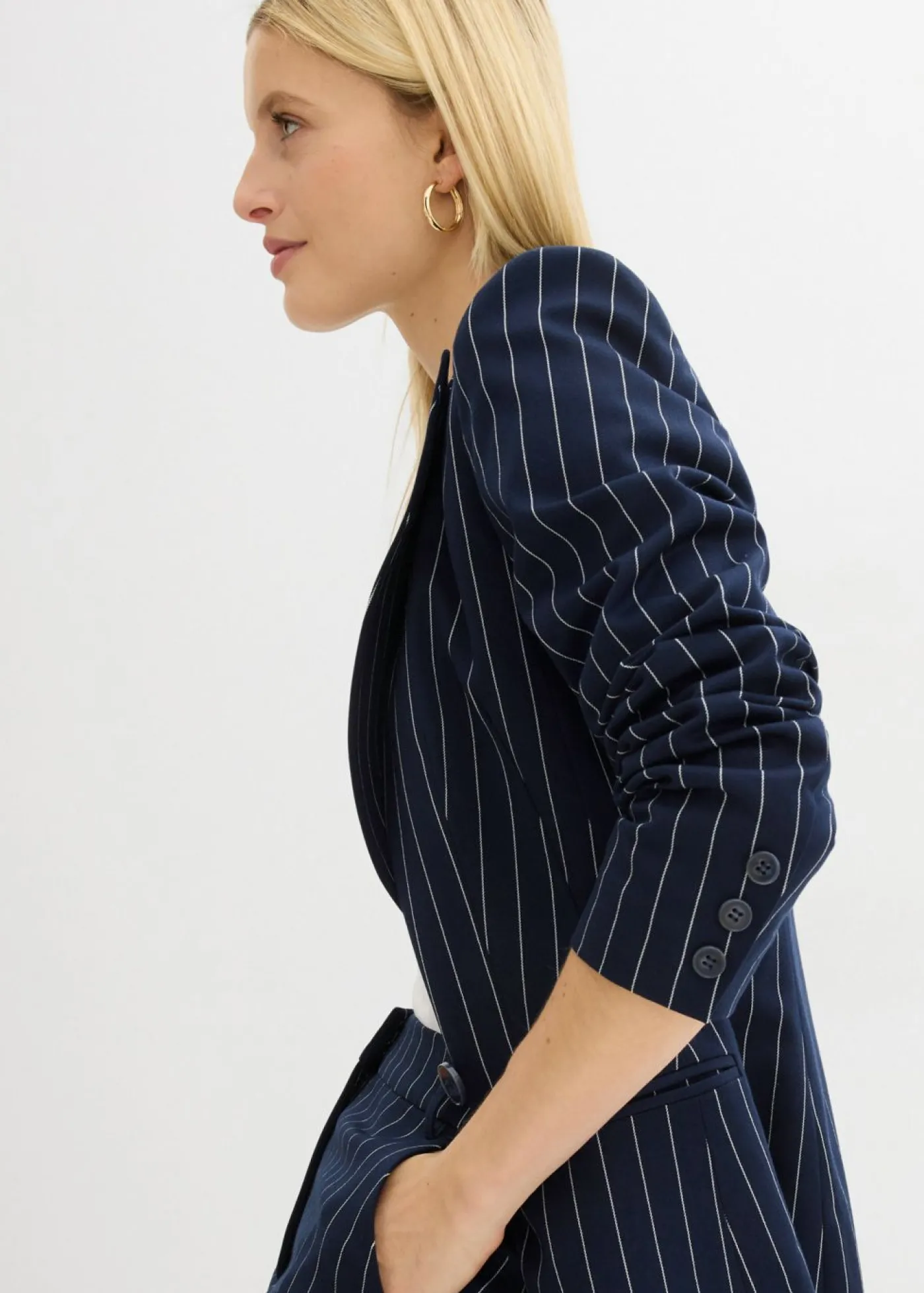 bonprix bonprix Americana de raya diplomática azul marino/blanco lana con rayas Clearance