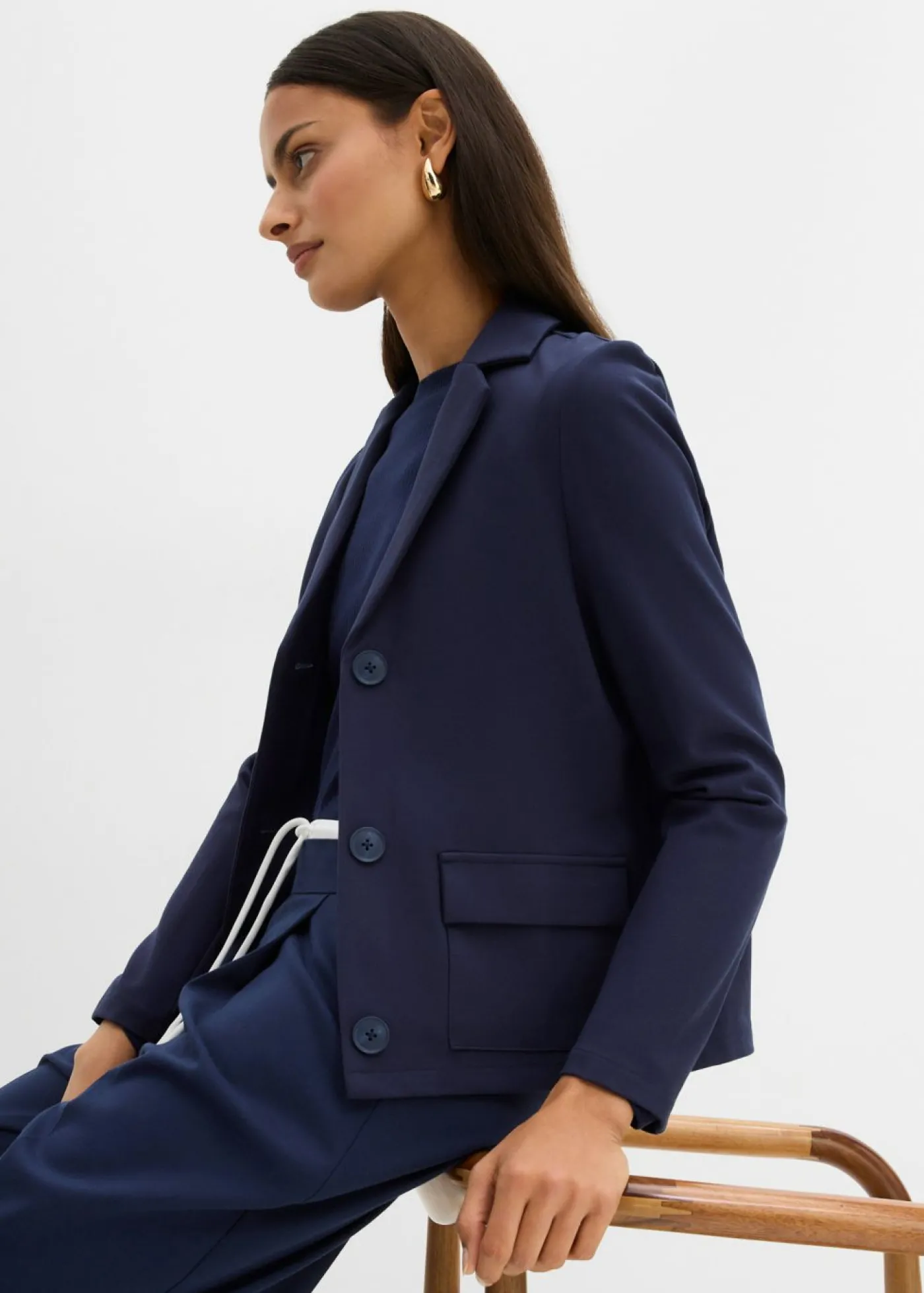 bonprix bonprix Americana de tejido Punto di Roma Azul marino Discount
