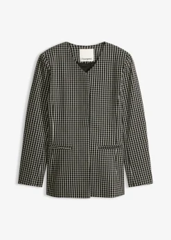 bonprix bonprix Americana elástica de bengalina Negro-blanco lana a cuadros Discount