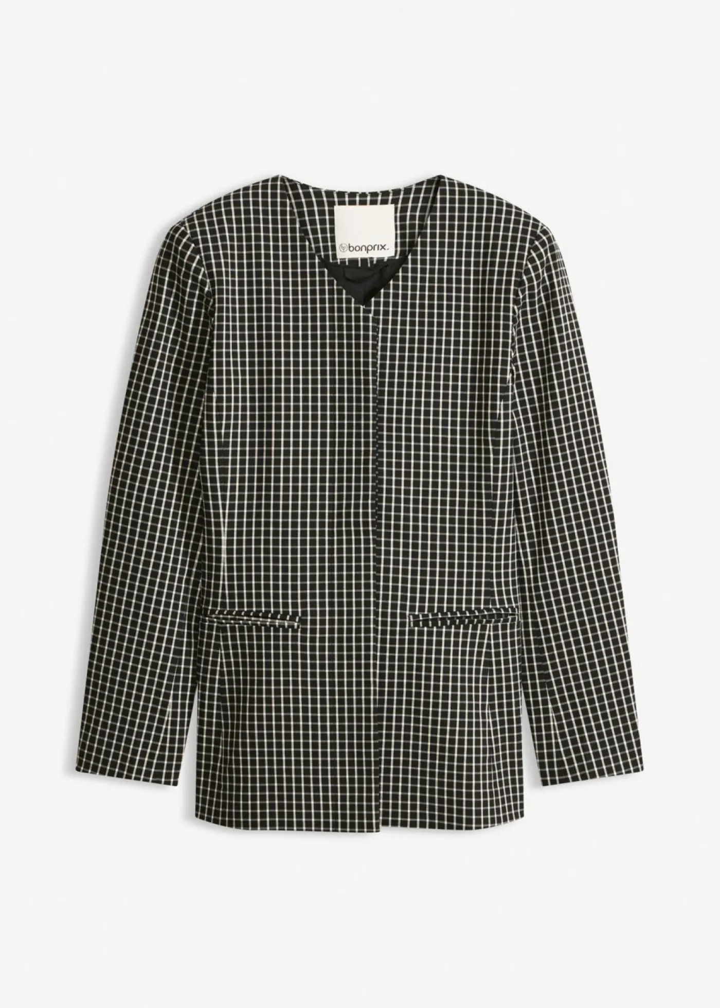 bonprix bonprix Americana elástica de bengalina Negro-blanco lana a cuadros Discount