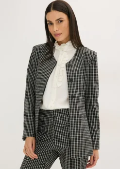 bonprix bonprix Americana elástica de bengalina Negro-blanco lana a cuadros Discount