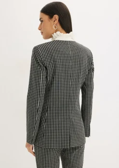 bonprix bonprix Americana elástica de bengalina Negro-blanco lana a cuadros Discount