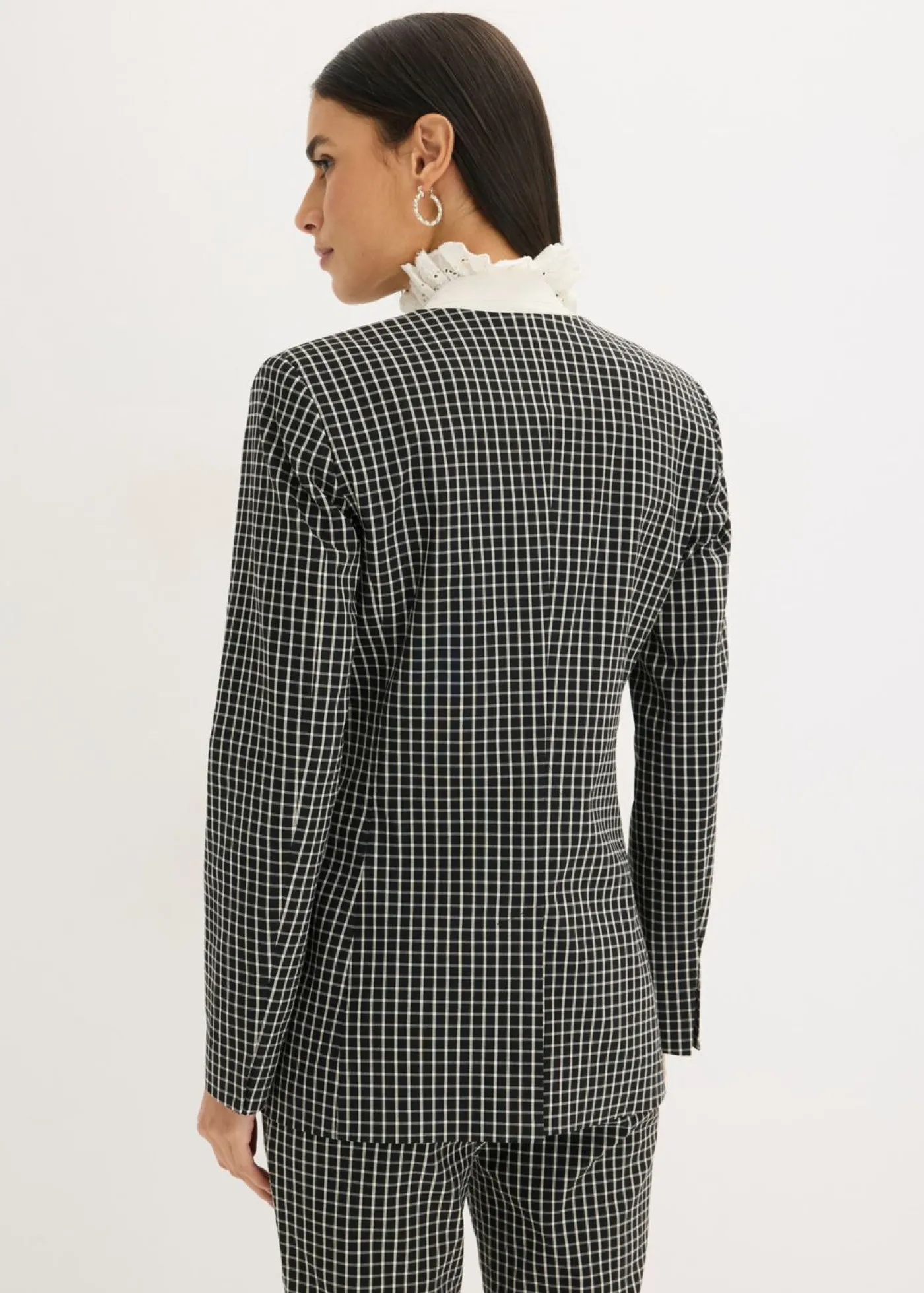 bonprix bonprix Americana elástica de bengalina Negro-blanco lana a cuadros Discount