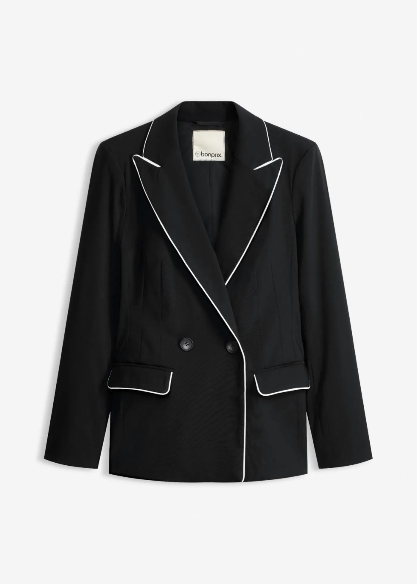 bonprix bonprix Americana elástica de bengalina Negro-blanco lana Clearance