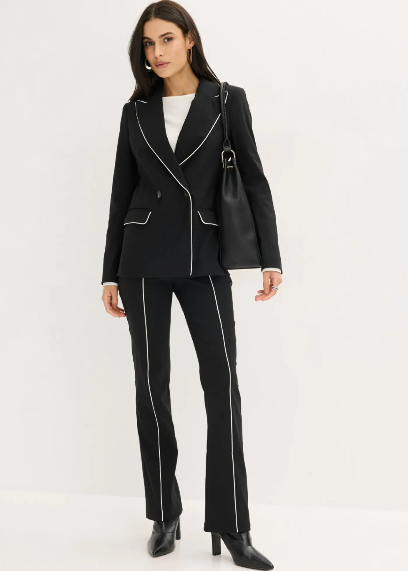 bonprix bonprix Americana elástica de bengalina Negro-blanco lana Clearance
