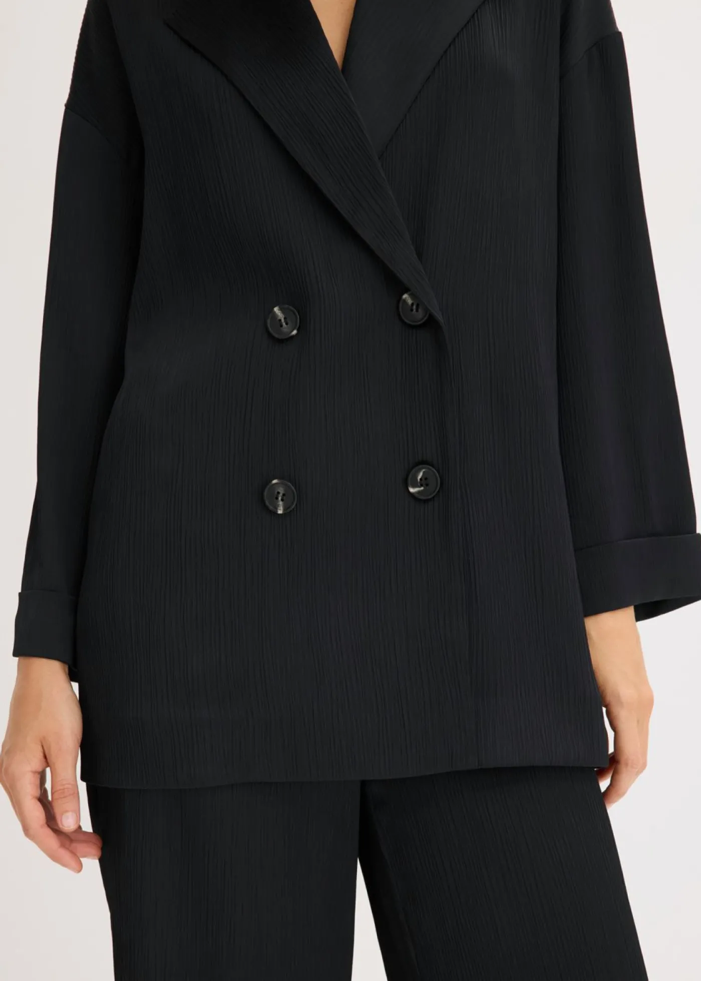 bonprix bonprix Americana holgada con doble botonadura Negro