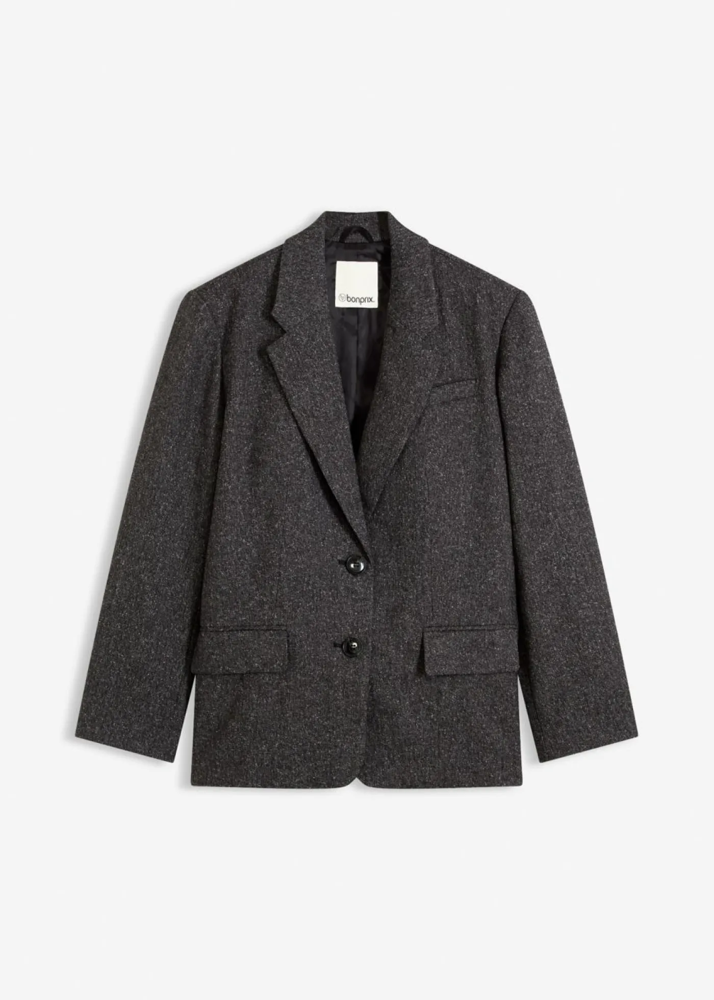 bonprix bonprix Americana holgada de mezcla de viscosa fina gris jaspeado moteado Online