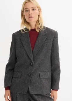 bonprix bonprix Americana holgada de mezcla de viscosa fina gris jaspeado moteado Online