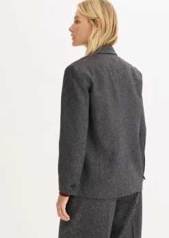 bonprix bonprix Americana holgada de mezcla de viscosa fina gris jaspeado moteado Online