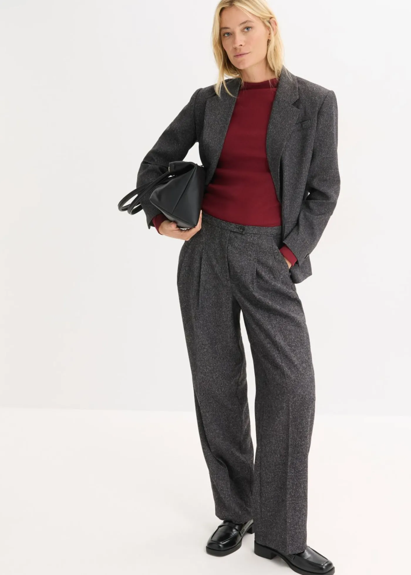 bonprix bonprix Americana holgada de mezcla de viscosa fina gris jaspeado moteado Online