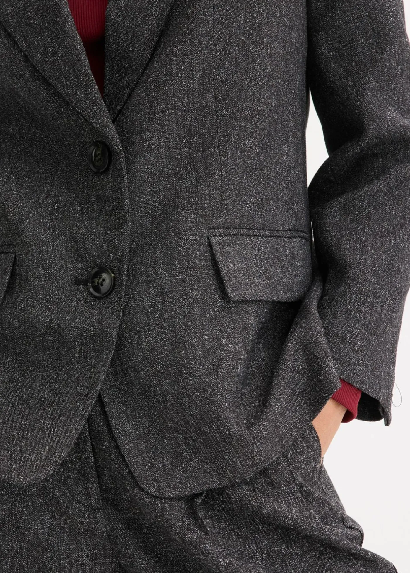 bonprix bonprix Americana holgada de mezcla de viscosa fina gris jaspeado moteado Online