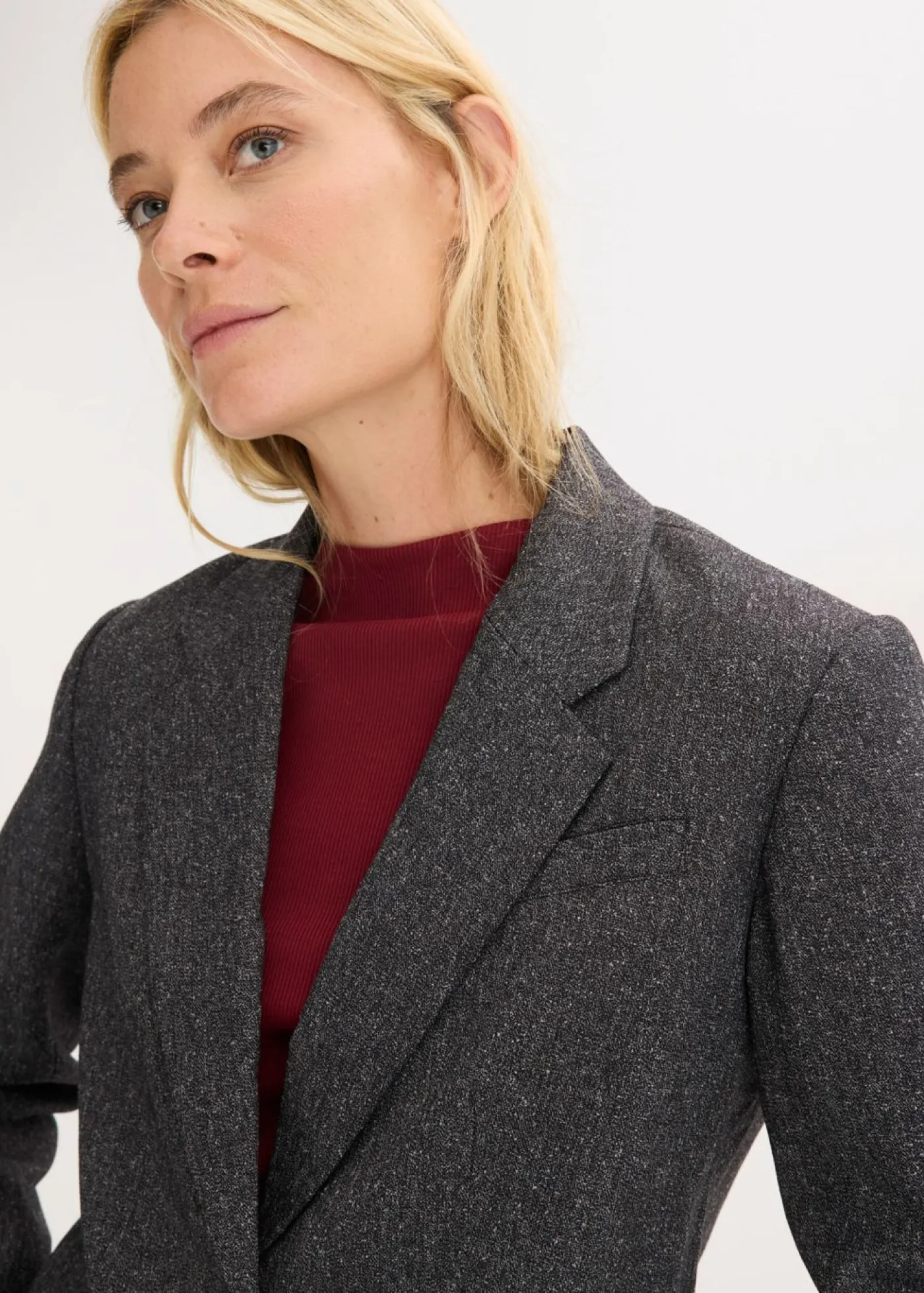 bonprix bonprix Americana holgada de mezcla de viscosa fina gris jaspeado moteado Online