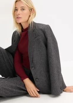 bonprix bonprix Americana holgada de mezcla de viscosa fina gris jaspeado moteado Online