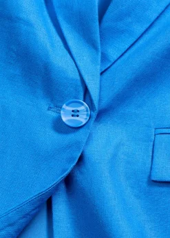 bonprix bonprix Americana informal de lino con solapa ancha azul glaciar Best