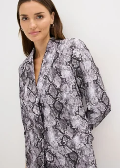bonprix bonprix Americana larga Gris marrón con estampado de serpiente Discount