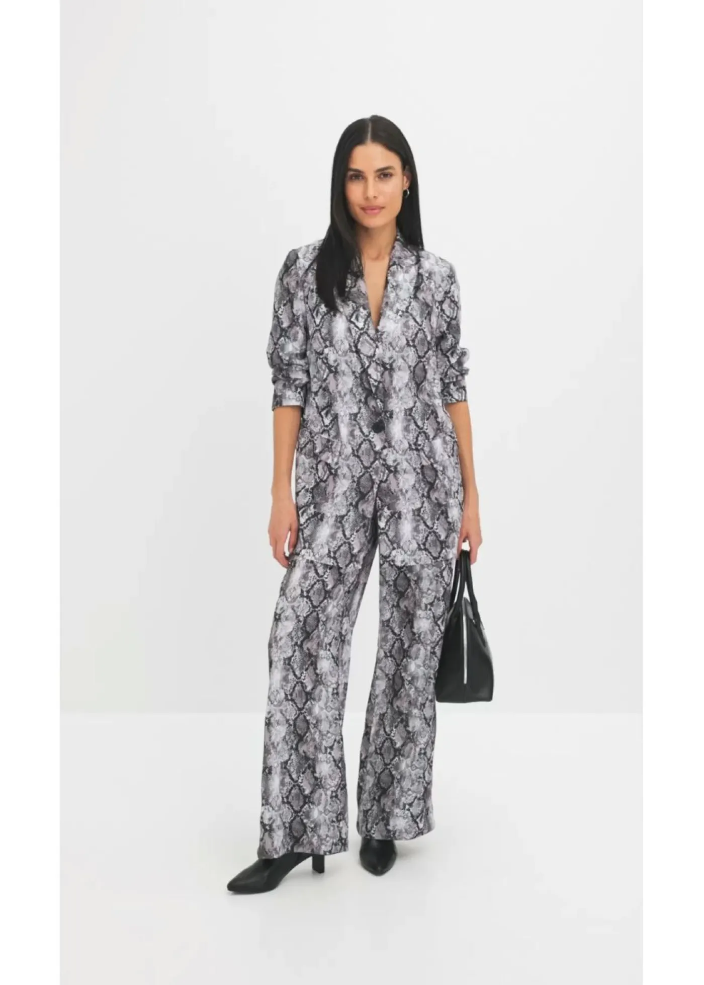 bonprix bonprix Americana larga Gris marrón con estampado de serpiente Discount