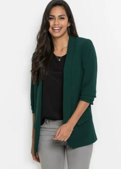 bonprix bonprix Americana larga con mangas drapeadas Verde intenso Online