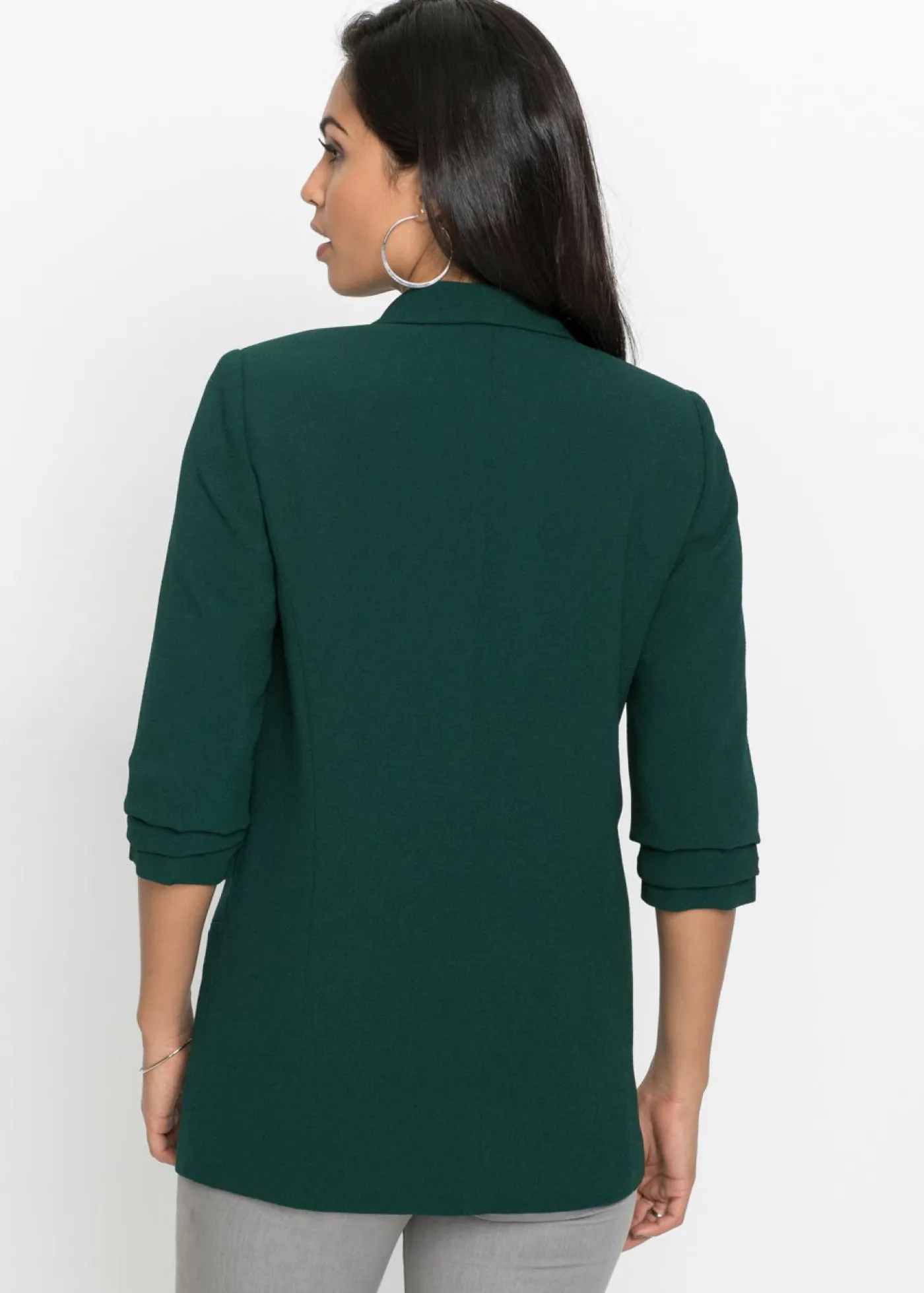 bonprix bonprix Americana larga con mangas drapeadas Verde intenso Online