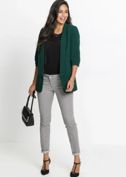 bonprix bonprix Americana larga con mangas drapeadas Verde intenso Online