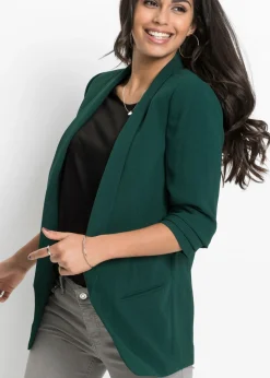 bonprix bonprix Americana larga con mangas drapeadas Verde intenso Online