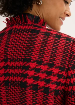 bonprix bonprix Americana larga de bouclé rojo intenso-negro a cuadros Hot