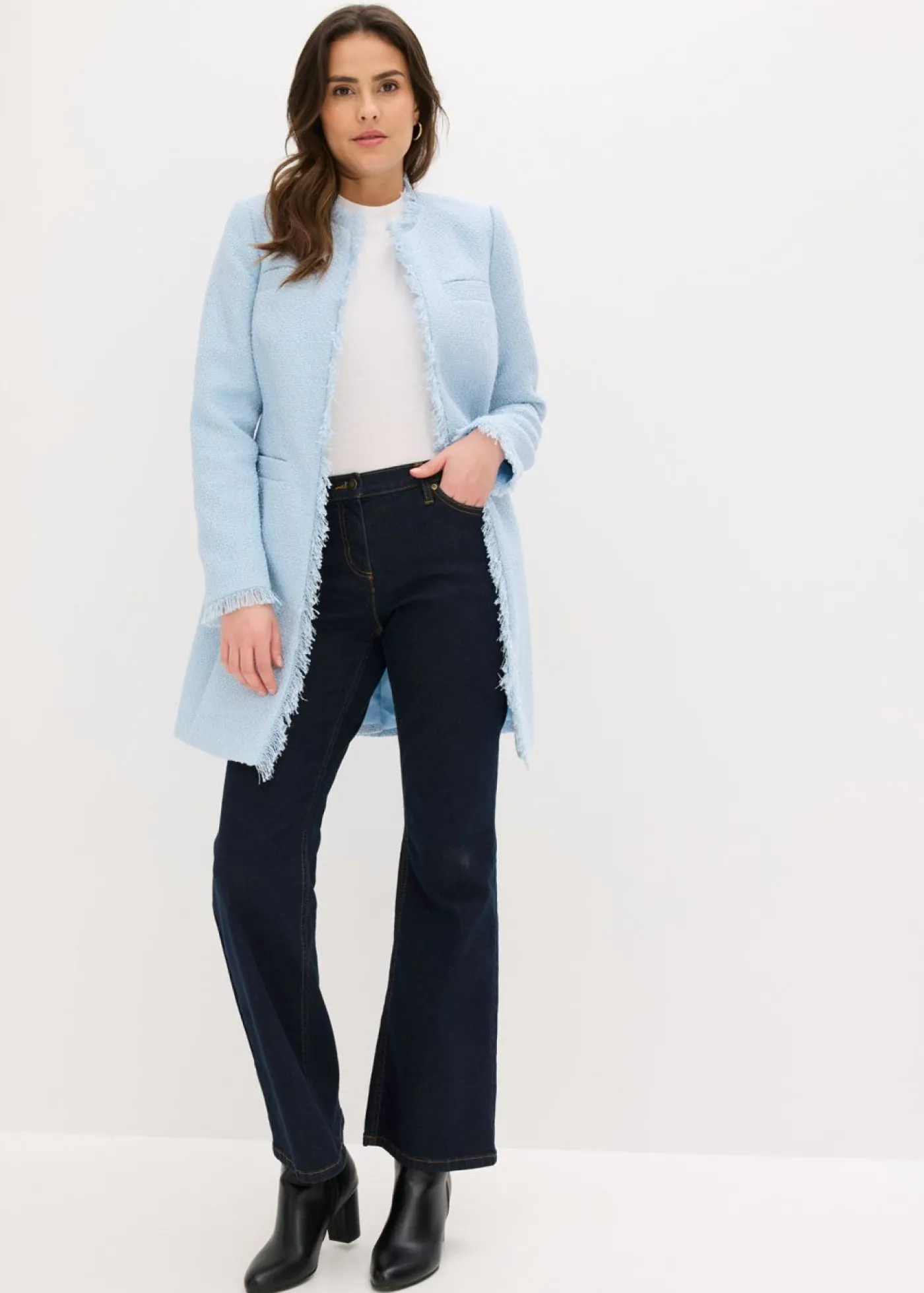 bonprix bonprix Americana larga de bouclé azul pálido Best