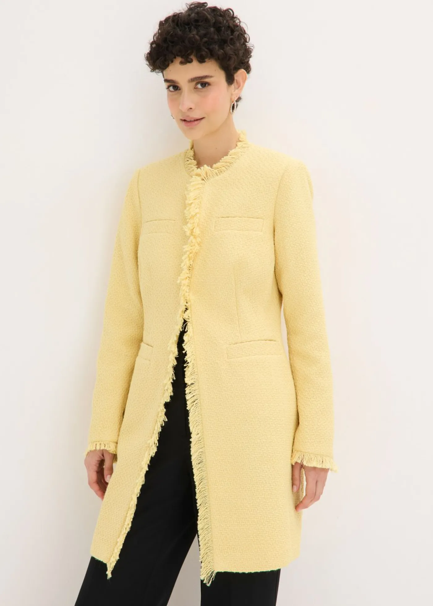 bonprix bonprix Americana larga de bouclé Amarillo claro Online