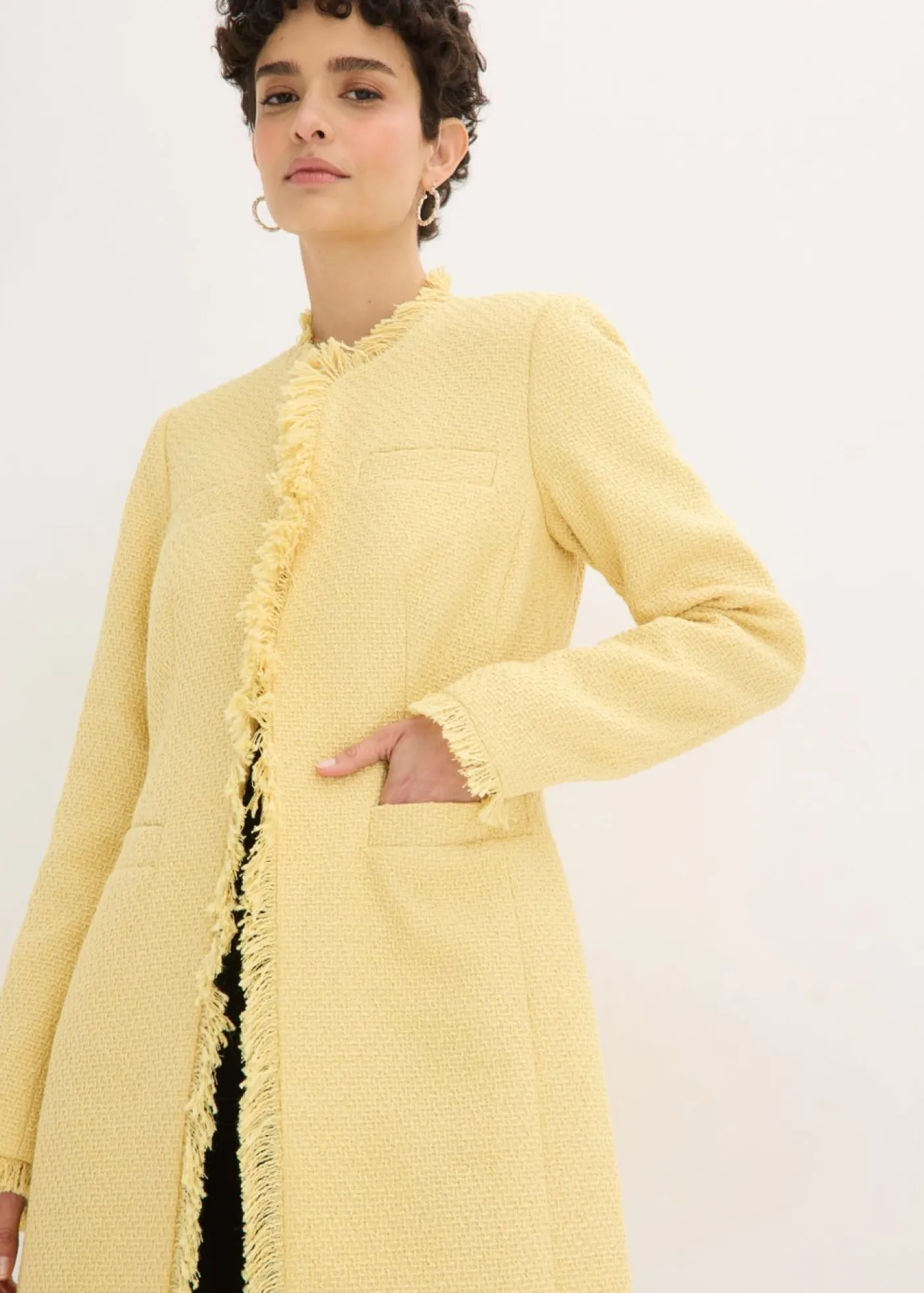 bonprix bonprix Americana larga de bouclé Amarillo claro Online