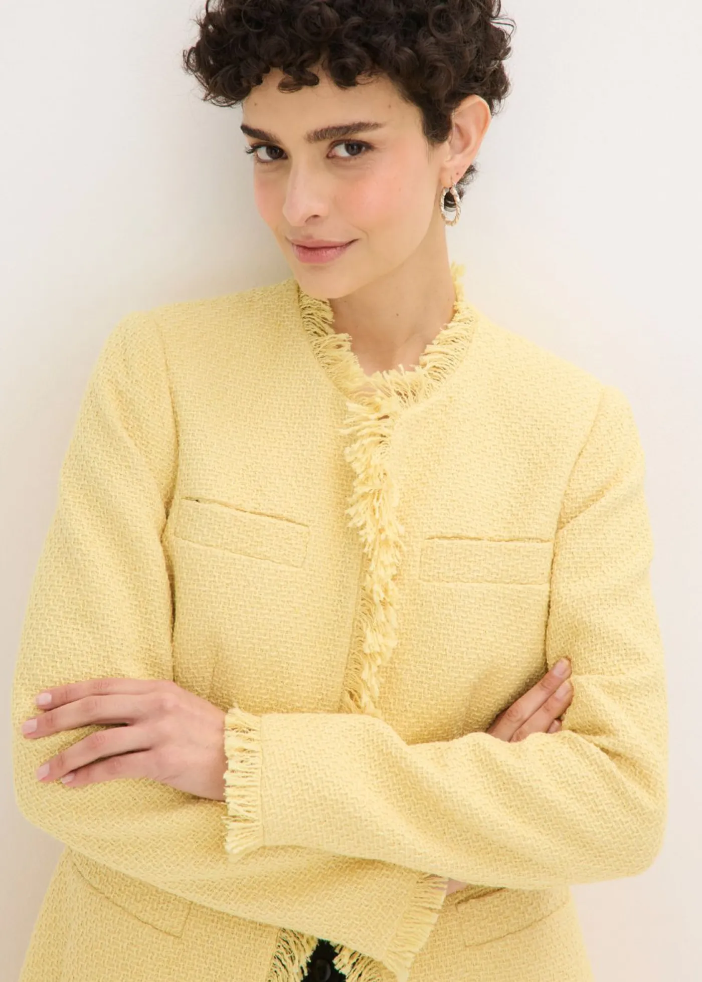 bonprix bonprix Americana larga de bouclé Amarillo claro Online