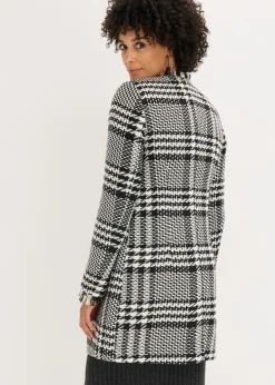 bonprix bonprix Americana larga de bouclé Negro-blanco lana a cuadros Clearance