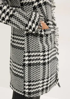 bonprix bonprix Americana larga de bouclé Negro-blanco lana a cuadros Clearance