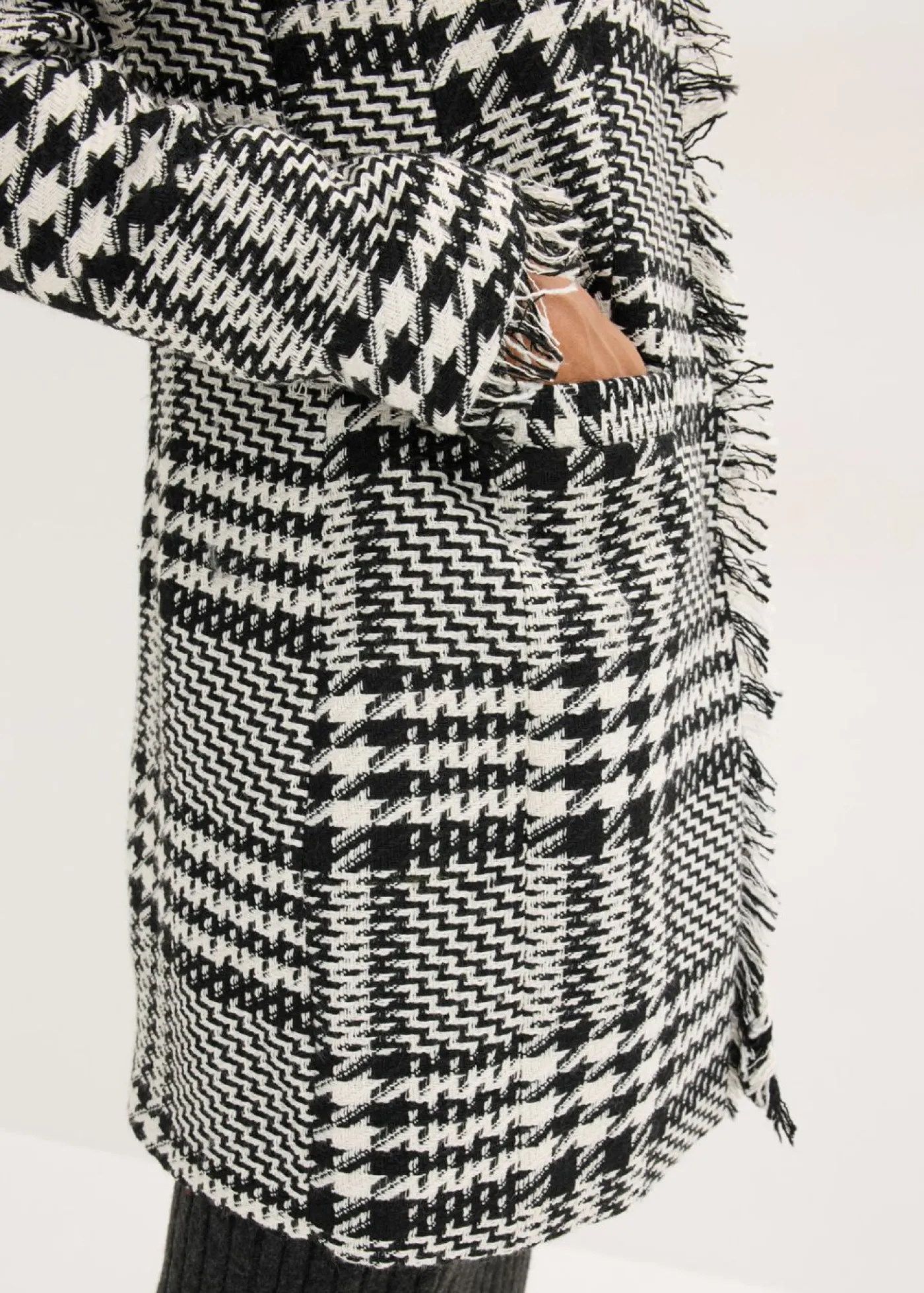bonprix bonprix Americana larga de bouclé Negro-blanco lana a cuadros Clearance