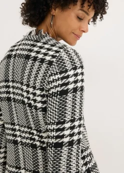 bonprix bonprix Americana larga de bouclé Negro-blanco lana a cuadros Clearance