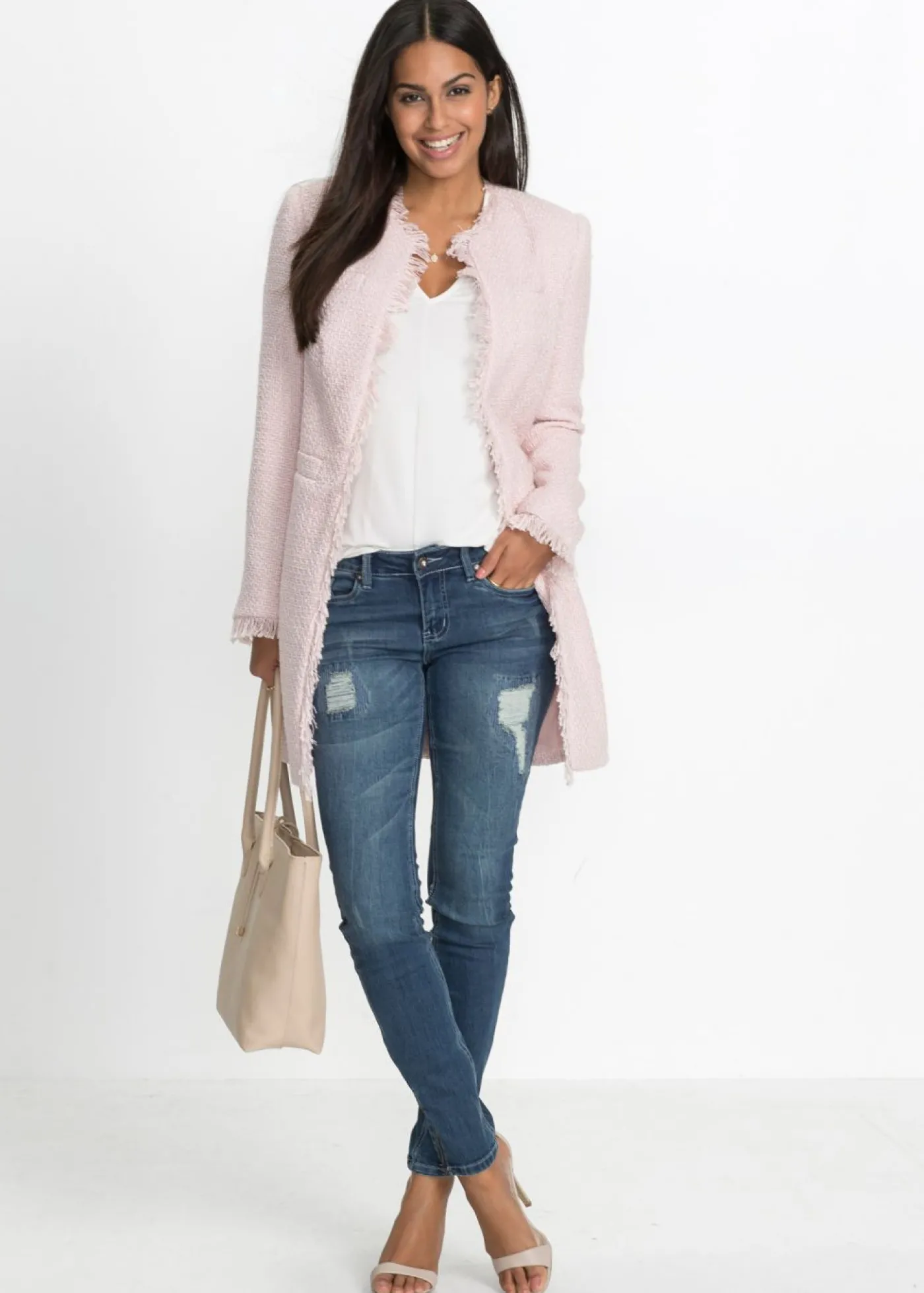 bonprix bonprix Americana larga de bouclé rosa pálido Best