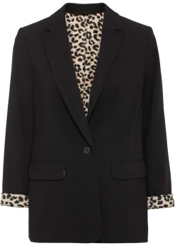 bonprix bonprix Americana larga de mezcla de viscosa fluida Negro de leopardo Online