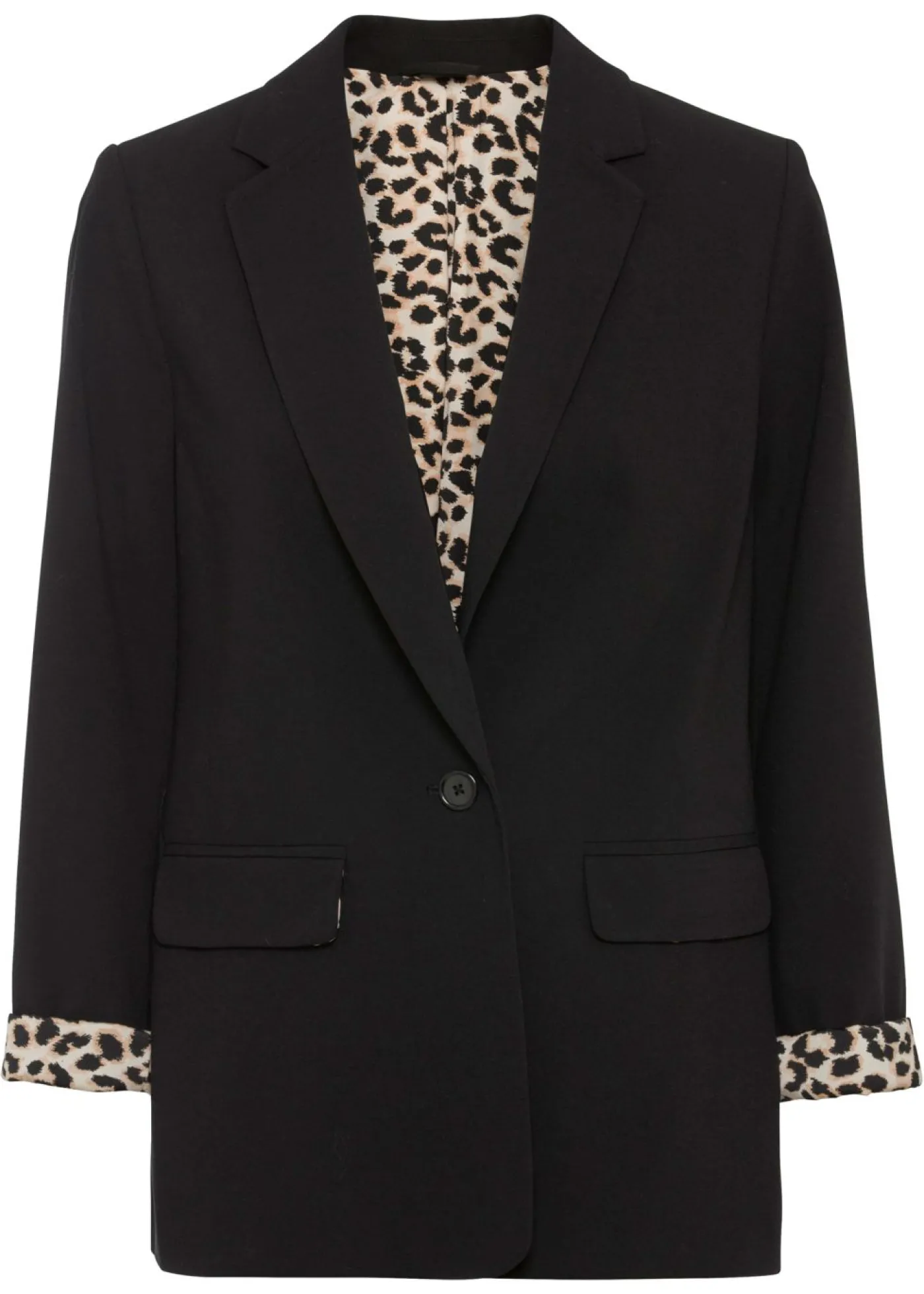 bonprix bonprix Americana larga de mezcla de viscosa fluida Negro de leopardo Online