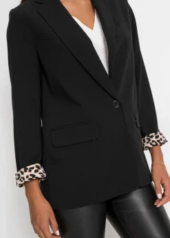 bonprix bonprix Americana larga de mezcla de viscosa fluida Negro de leopardo Online
