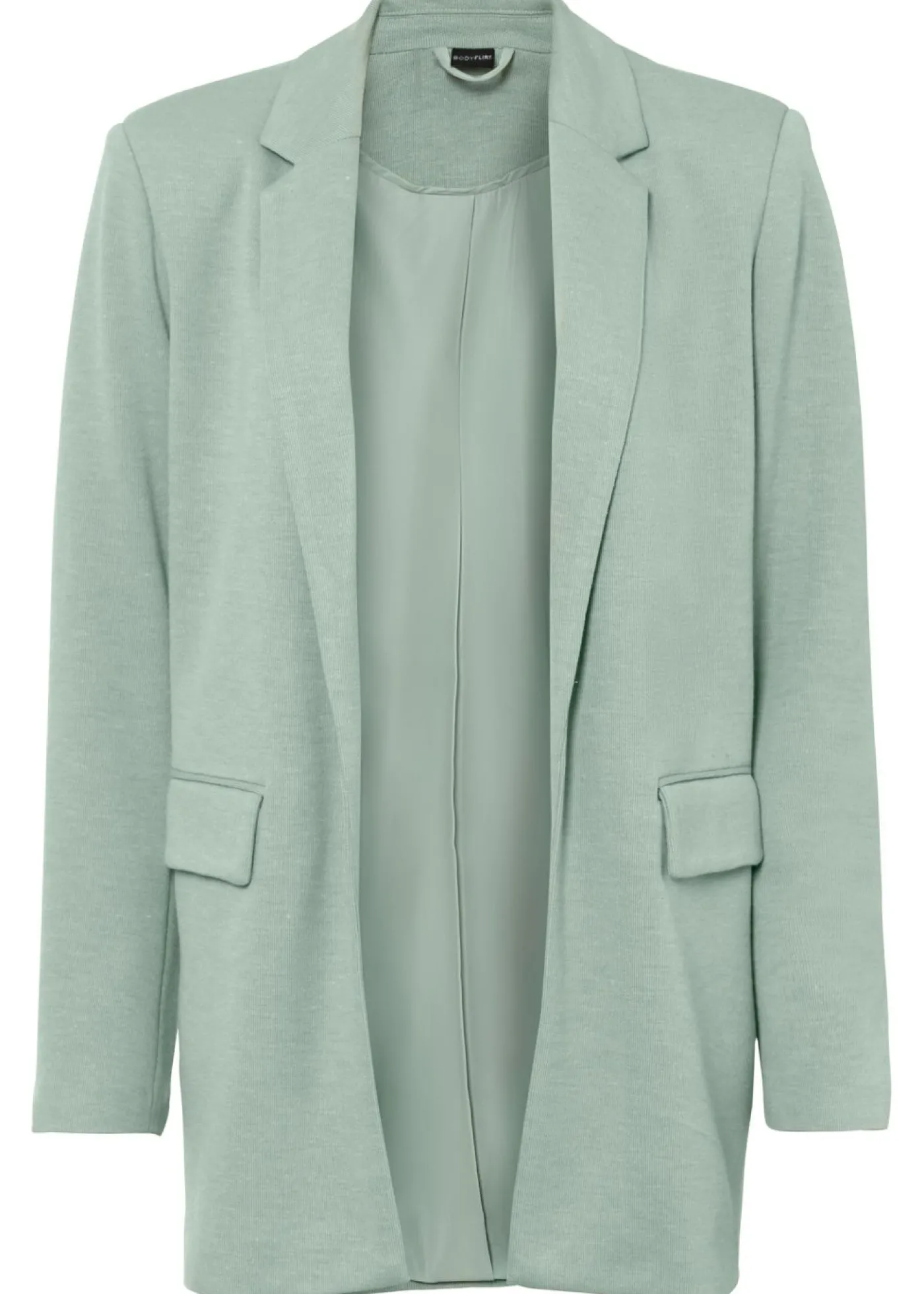 bonprix bonprix Americana larga de punto con bolsillos Verde ahumado jaspeado Clearance