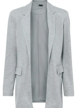bonprix bonprix Americana larga de punto con bolsillos Gris claro jaspeado Clearance