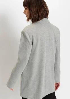 bonprix bonprix Americana larga de punto con bolsillos Gris claro jaspeado Clearance
