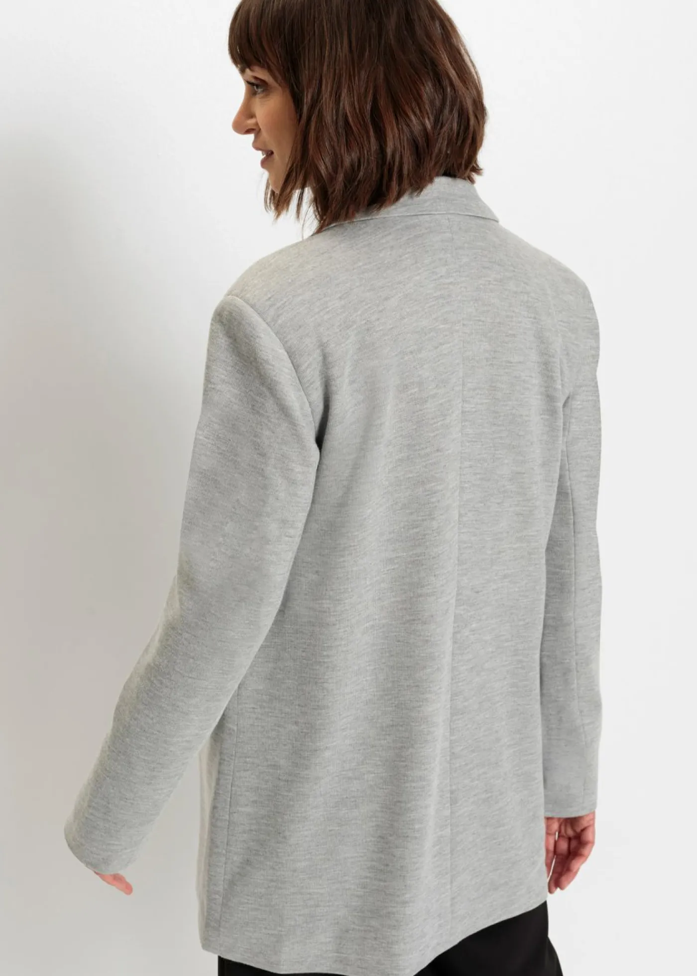 bonprix bonprix Americana larga de punto con bolsillos Gris claro jaspeado Clearance
