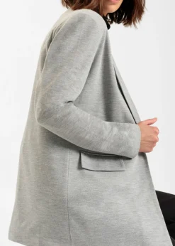 bonprix bonprix Americana larga de punto con bolsillos Gris claro jaspeado Clearance