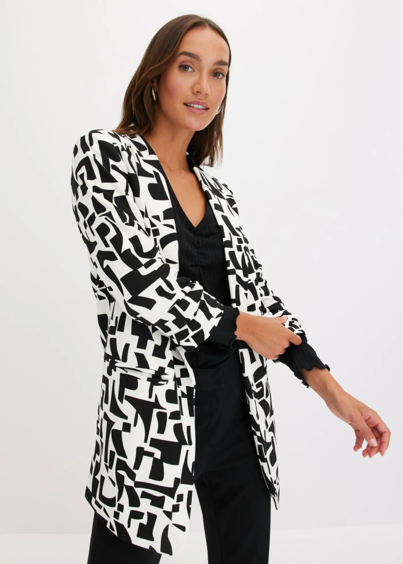bonprix bonprix Americana larga estampada Blanco-negro con estampado gráfico Best