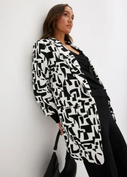 bonprix bonprix Americana larga estampada Blanco-negro con estampado gráfico Best