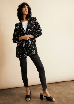 bonprix bonprix Americana larga estampada Negro con flores Discount