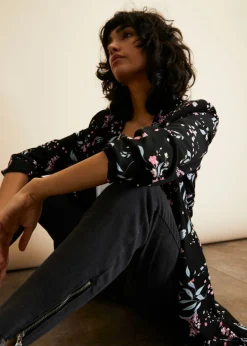bonprix bonprix Americana larga estampada Negro con flores Discount
