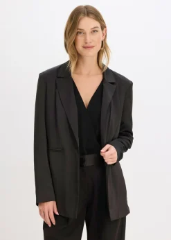 bonprix bonprix Americana oversize de satén Negro Clearance