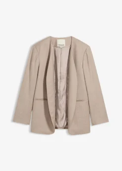 bonprix bonprix Americana sin cuello de suave mezcla de lana arena claro moteado Discount